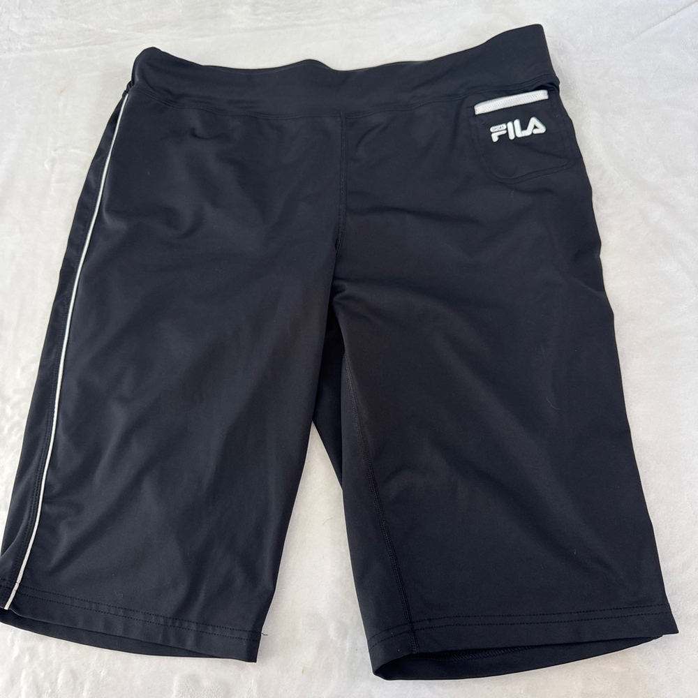 Women's Fila Black & White Bike Shorts